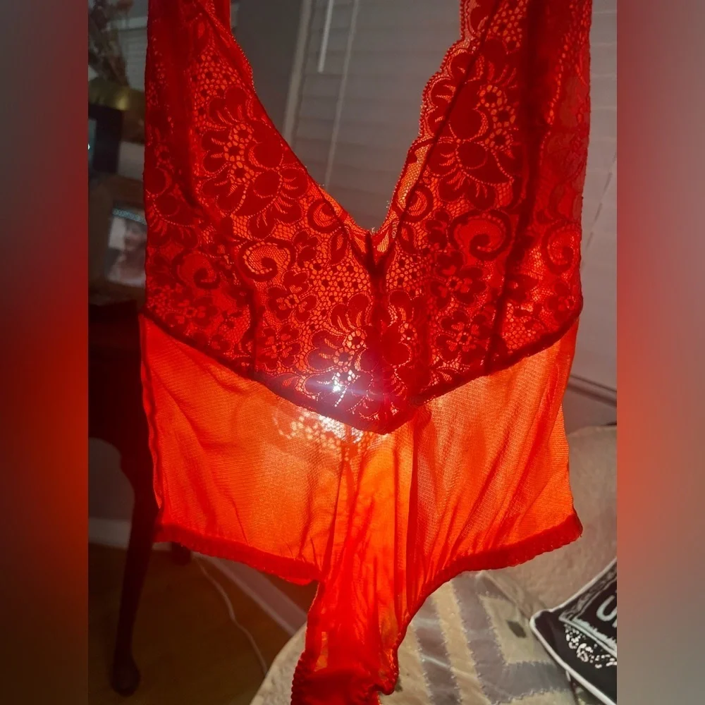 We Are Hah! | sz small NWOT | Cheap n Cheerful sexy siren red lacy bodysuit​